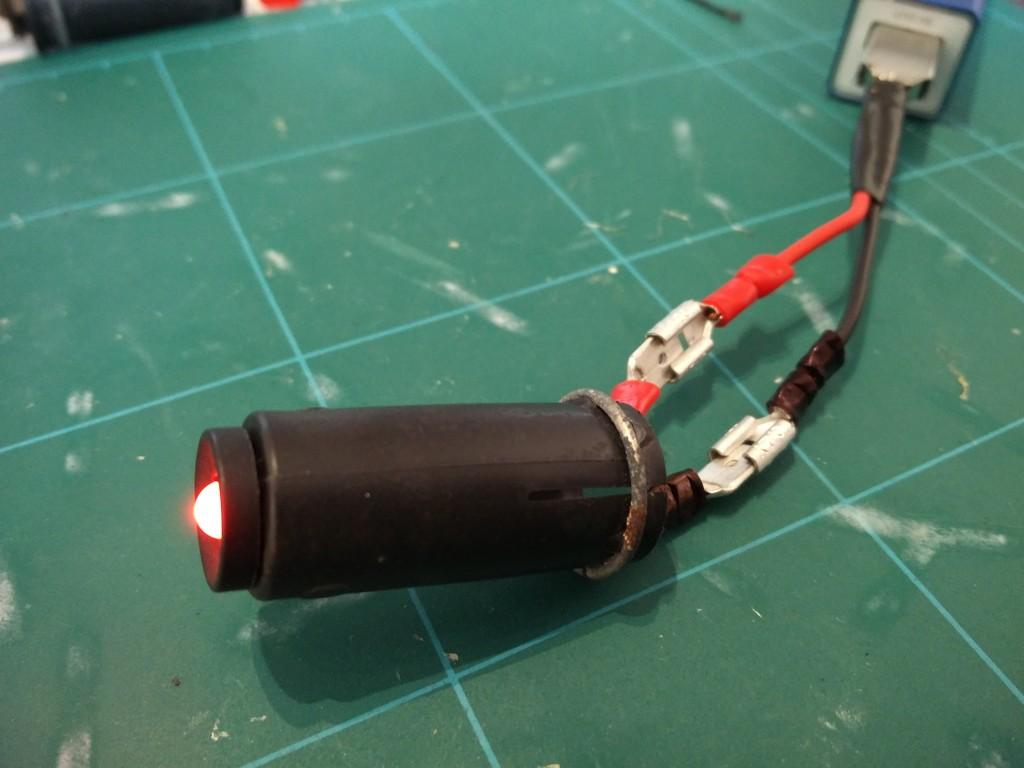 Testing a completed 2CV dashboard indicator LED