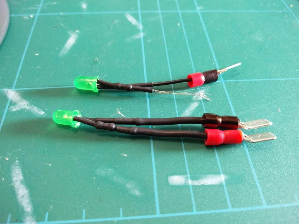 Green LED with extra shrink wrap