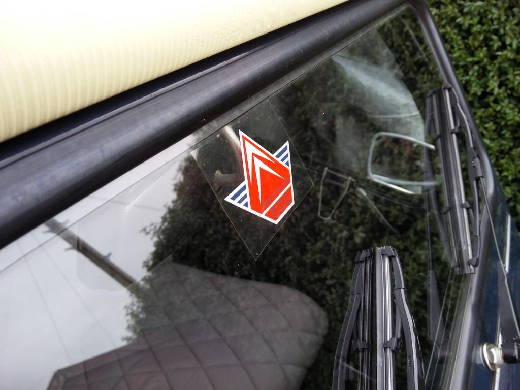 Citroen Car Club sticker in 2CV windscreen