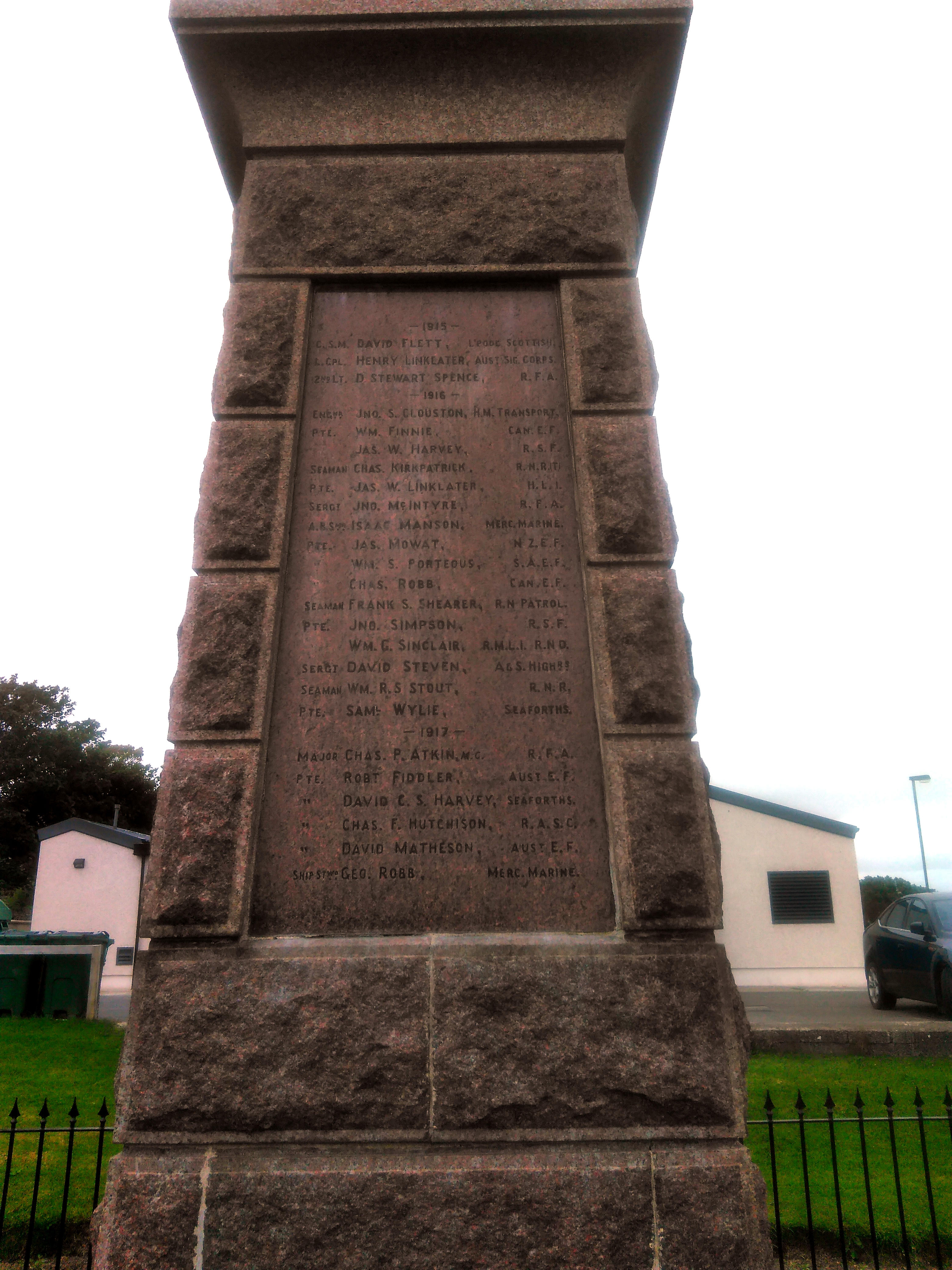 Stromness War Memorial - south face