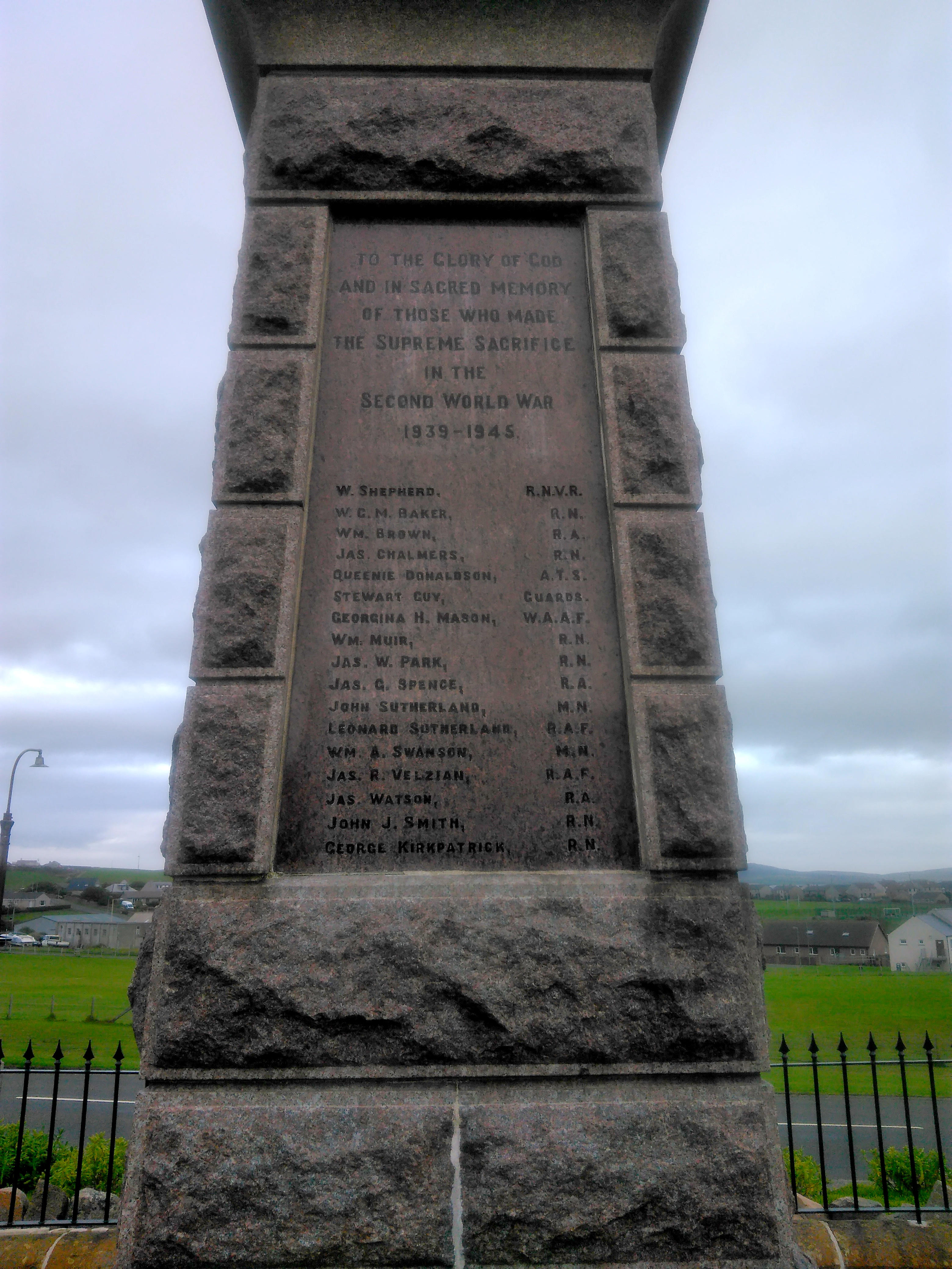 Stromness War Memorial - west face